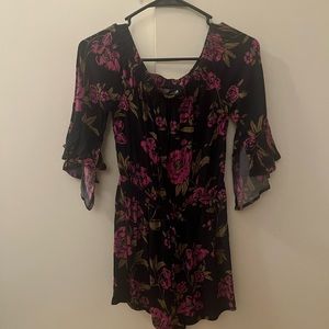 Navy and pink flowered romper